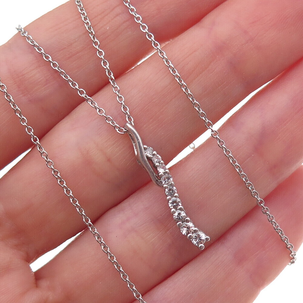 Alwand Vahan 925 Sterling Silver Real White Topaz Cable Chain Necklace 18"